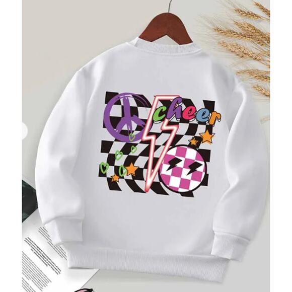 Delia's Kids Toddler Casual Cute Cheer Print Fleece Long Sleeve Sweatshirt - Picture 5 of 5